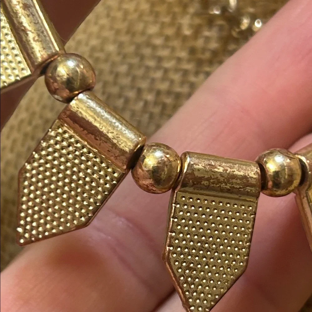 Vintage Gold and Silver Geometric Mid Century Modern Necklace - Picture 5 of 7